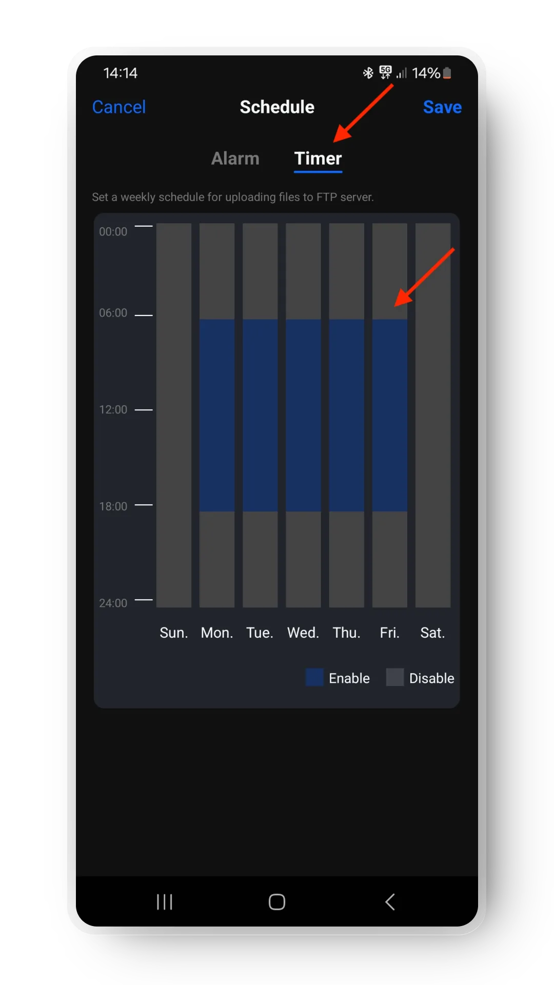 Overview of your upload schedule.
